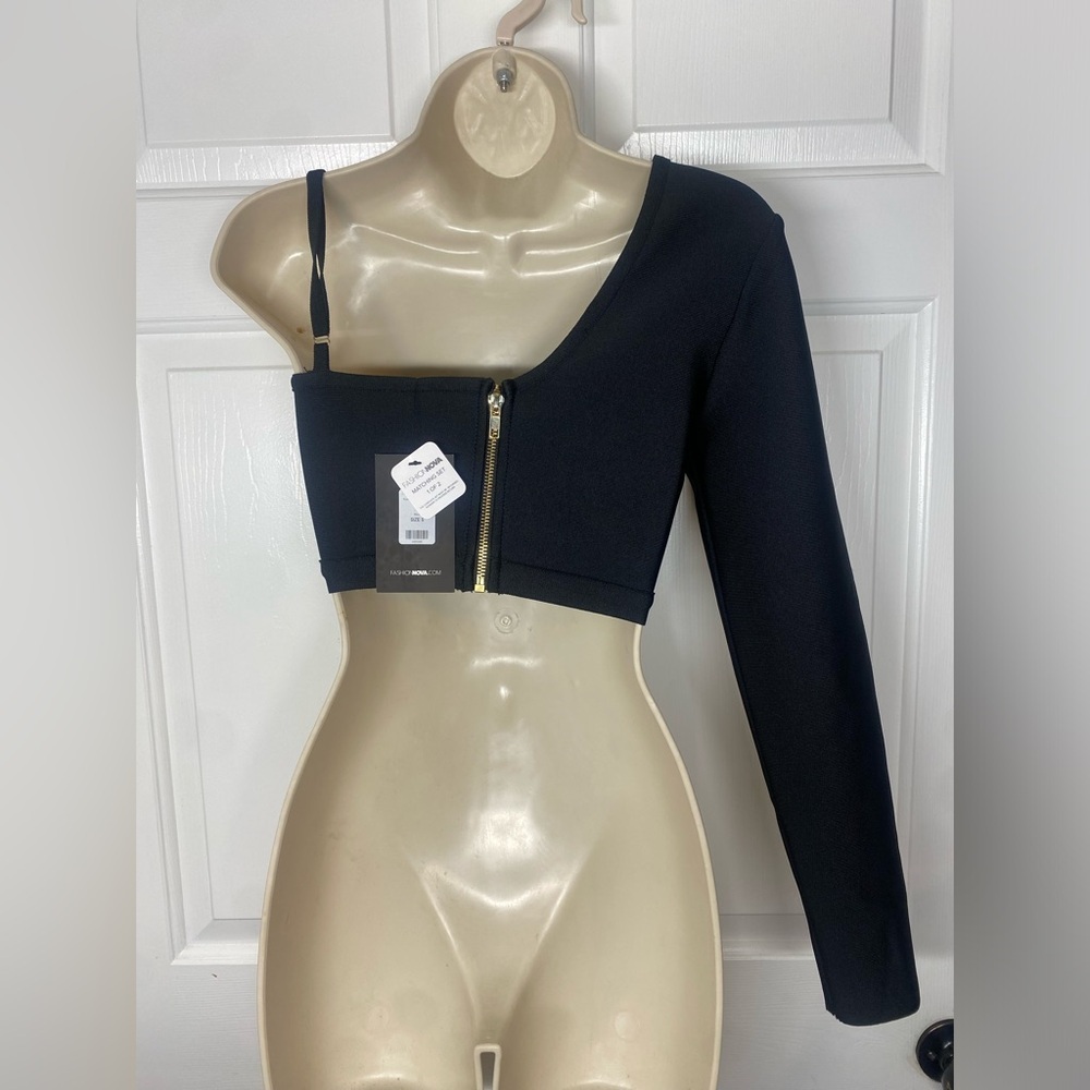 Kali Bandage Black Crop Top  One Shoulder Top Small - Picture 5 of 6